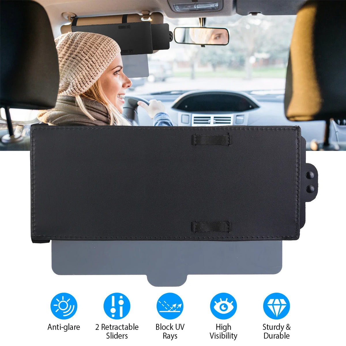 Car Sunshade Sun Visor Extender Windshield Side Window Shade X3013