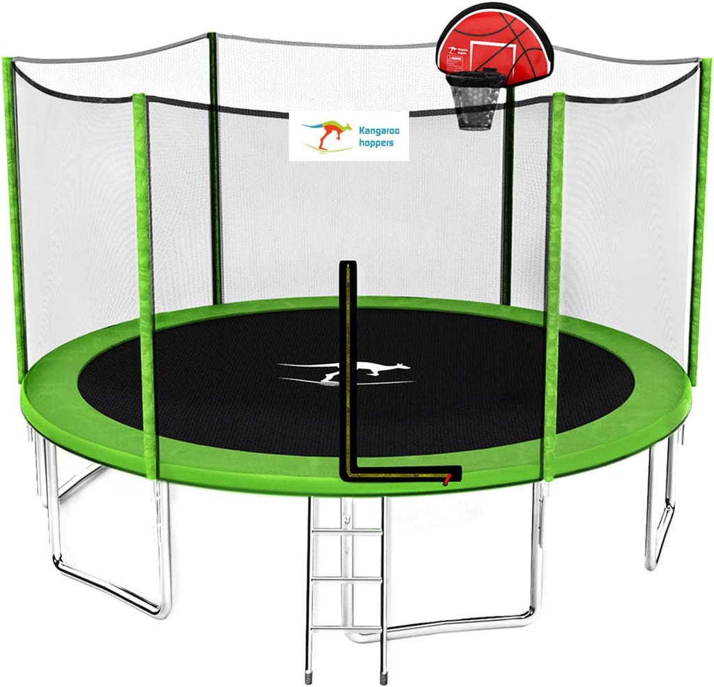 12/14/15 FT Trampoline with Safety Enclosure Net, Basketball Hoop and Ladder M3777