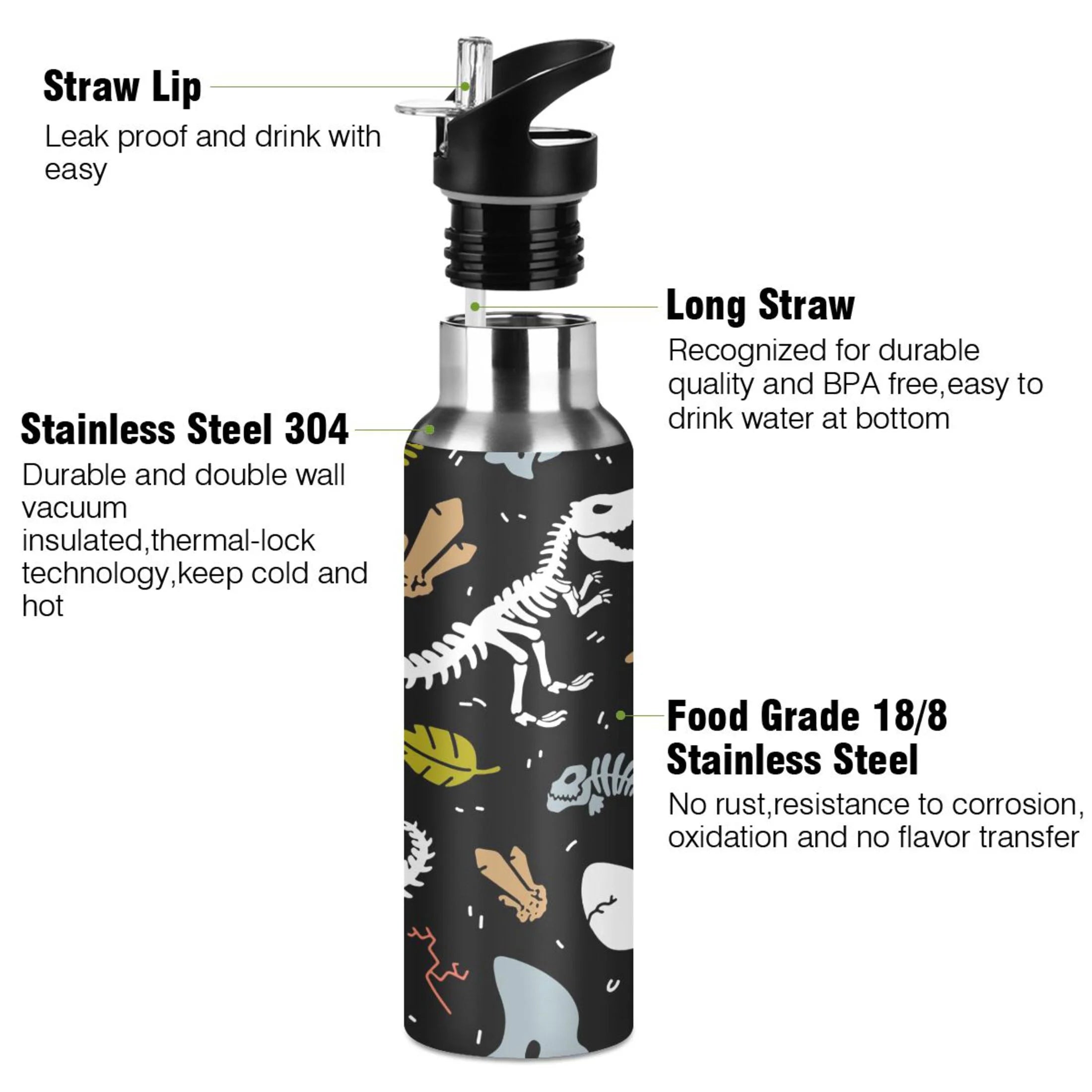Stainless Steel Vacuum Insulated Water Bottle with Straw Lid 20 OZ X278500
