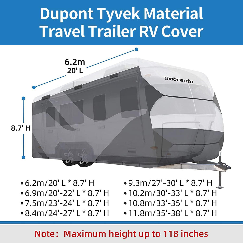 Gray/White Waterproof Travel Trailer RV Cover G5417