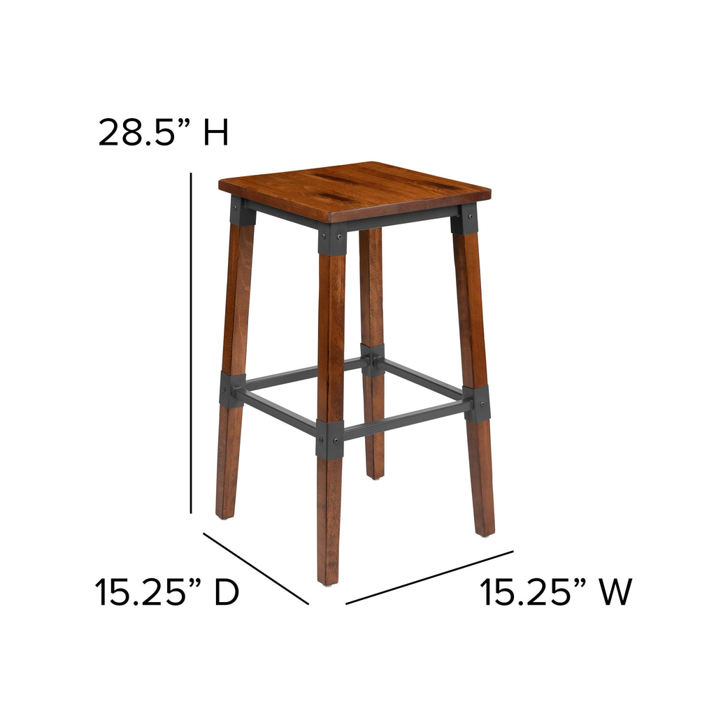 4 Pack Backless Wood Barstool U3228