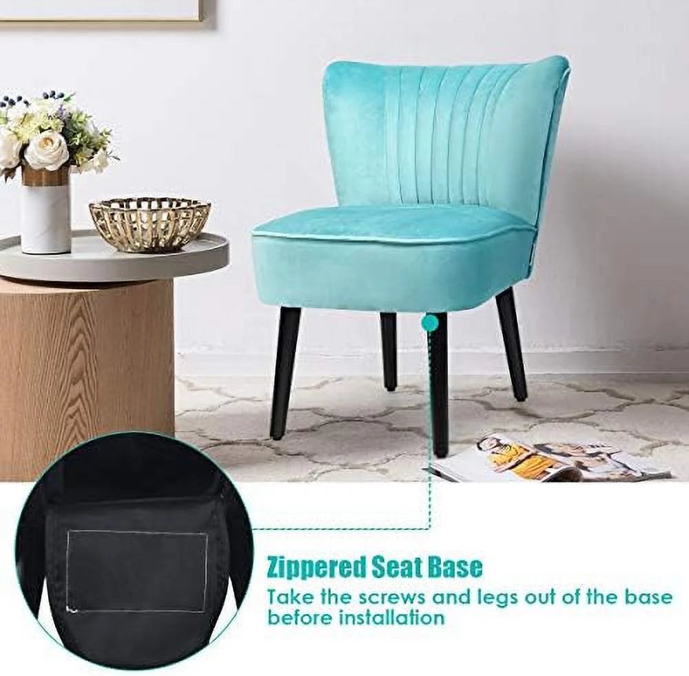 Velvet Accent Chair Set of 2 Armless Curved Backrest Padded Seat C269