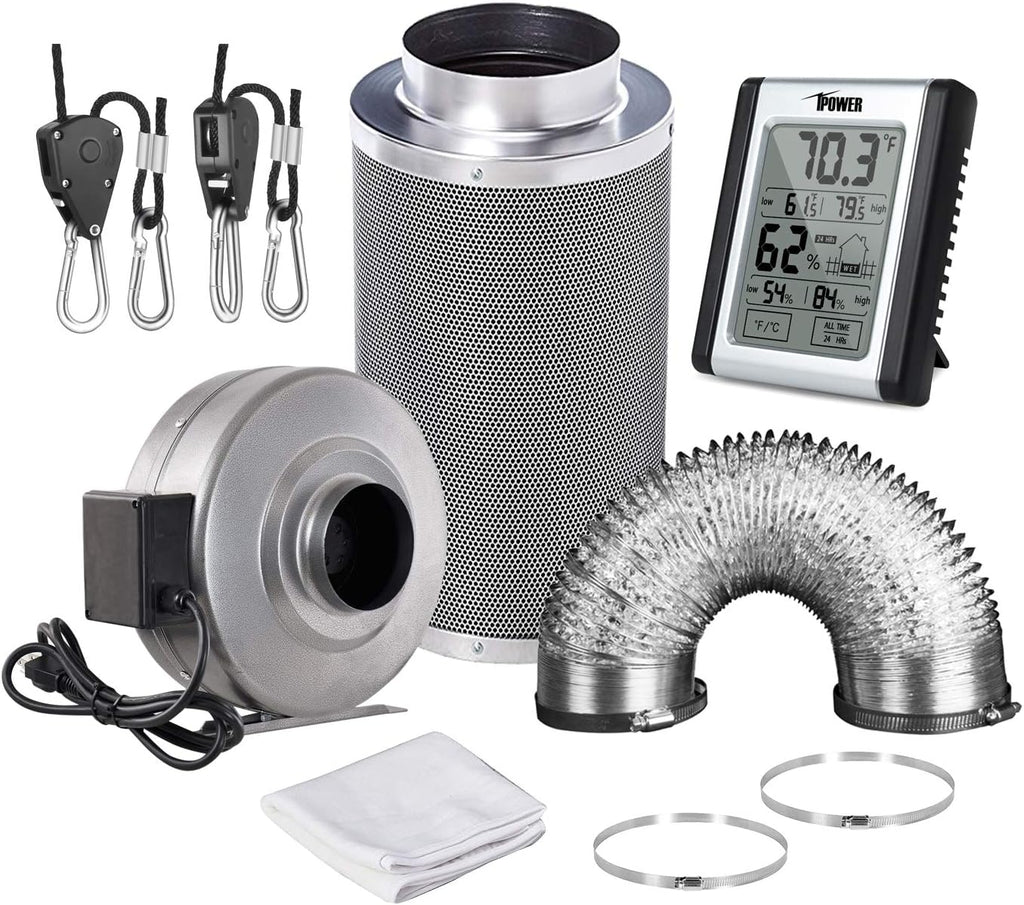 8 Inch 750 CFM Inline Fan Carbon Filter 25 Feet Ducting Combo with Humidity Monitor G7983