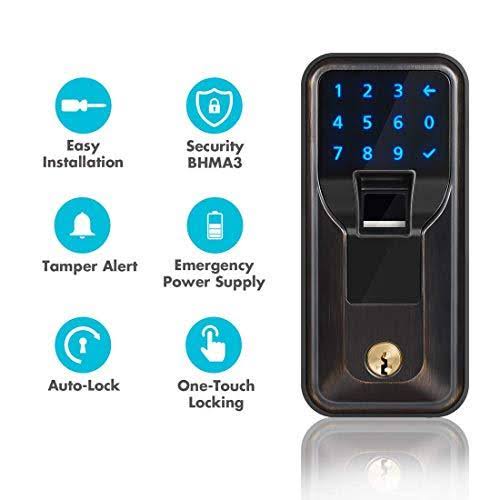 Satin Nickel Finish Electronic Fingerprint Deadbolt with Keypad X1203