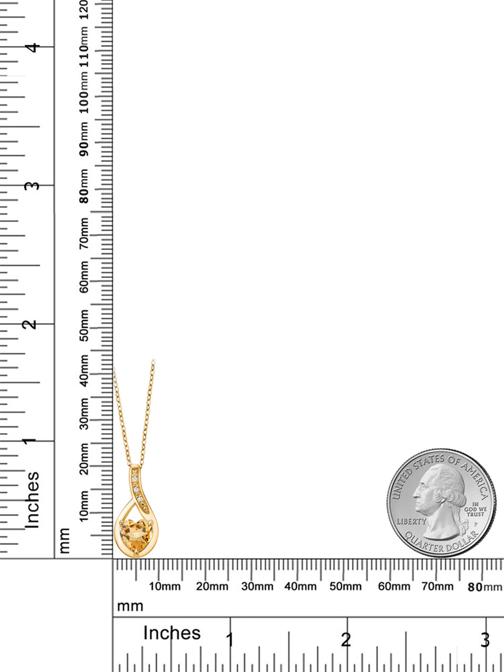 18K Yellow Gold Plated Silver Necklace with Yellow Citrine and White Lab Grown Diamond A675