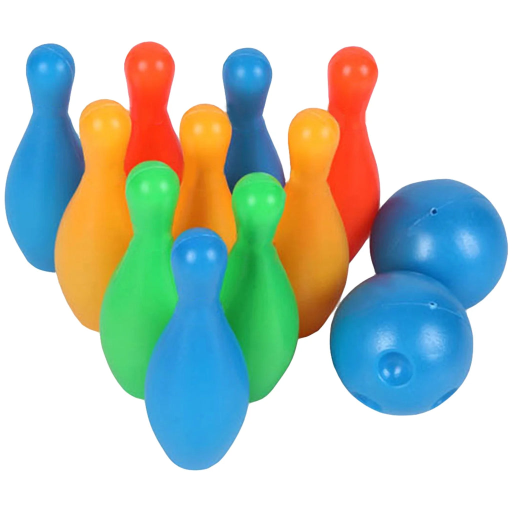 12Pcs/Set Solid Color Bowling Game Toy, Pin Height 4.33 inch, Ball Dia 2.17 inch M4326