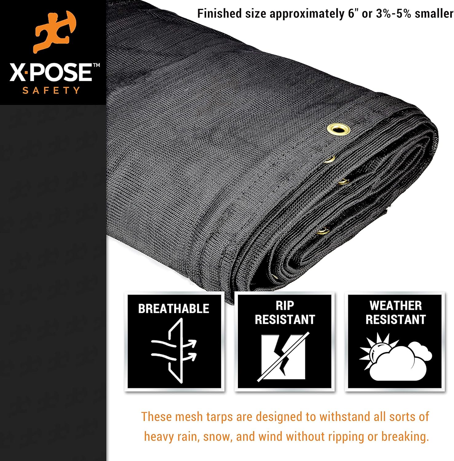 Heavy Duty Mesh Tarp 8’ x 16’ Black Waterproof Cover Q93512