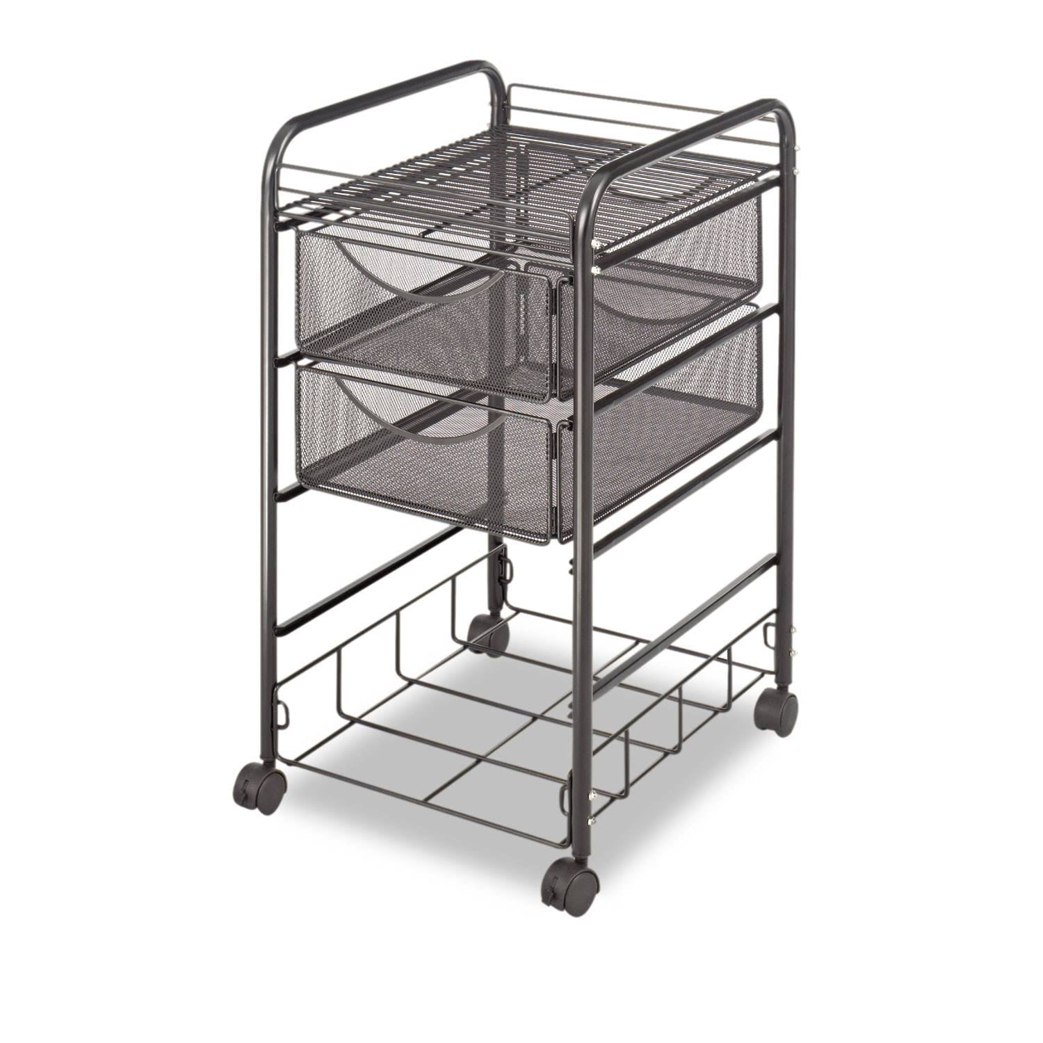 Black Double Mesh Mobile File Cart Z9547