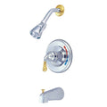 Polished Chrome/Polished Brass Tub and Shower Faucet with Single Handle D78595