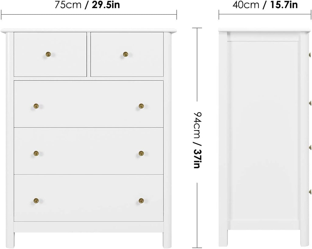 White 5 Drawer Wood Dresser P127086