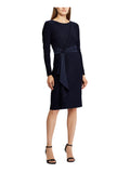 Navy Long Sleeve Knee Length Body Con Dress Petites 6P C16443