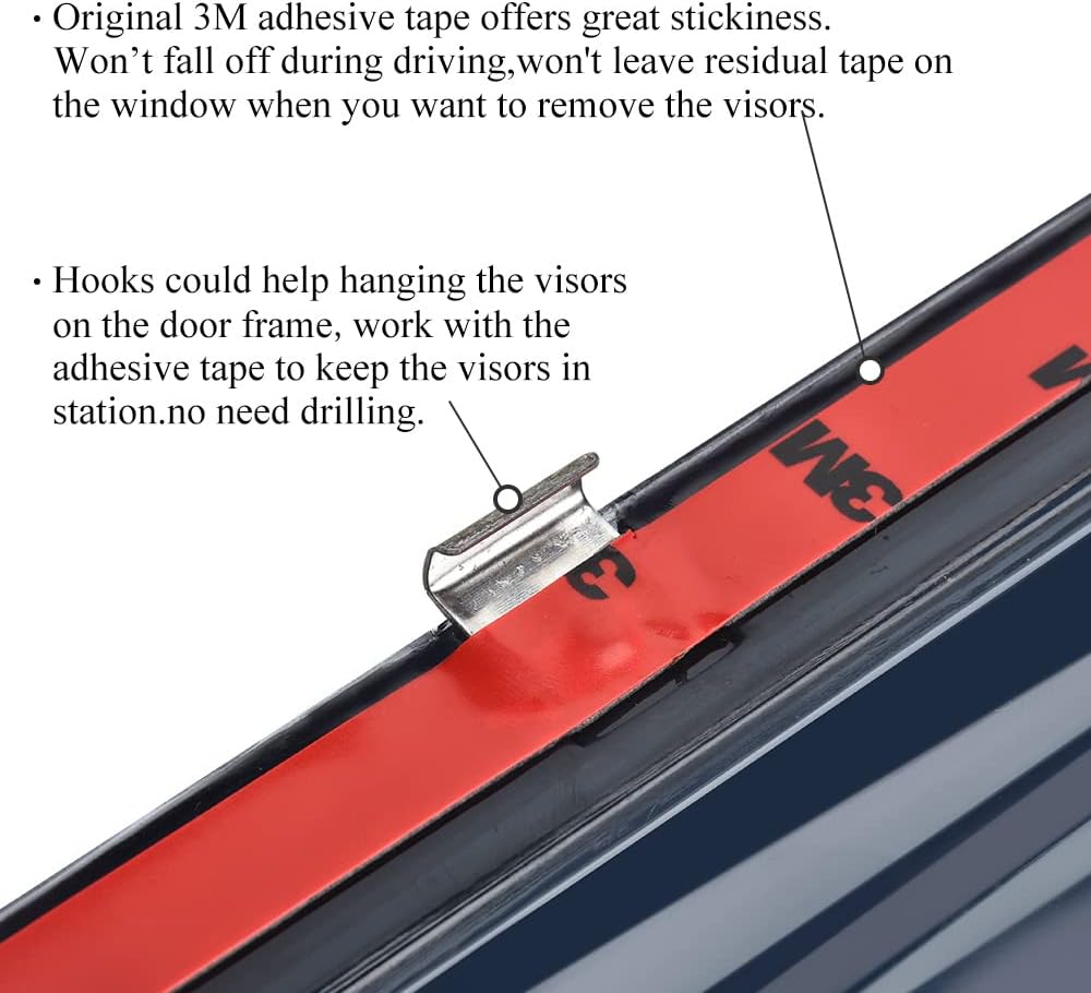 Polycarbonate Rain Guards Window Visors with 304 Stainless Steel Trim Pack of 2 R4501
