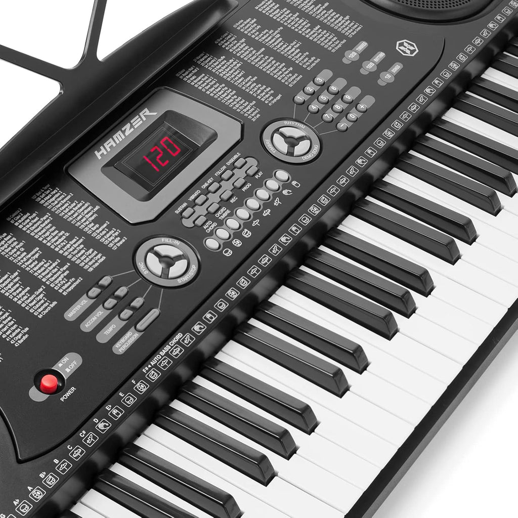 61-Key Portable Electronic Keyboard Piano with Stand, Stool, Headphones, Microphone & Sticker Sheet P98619