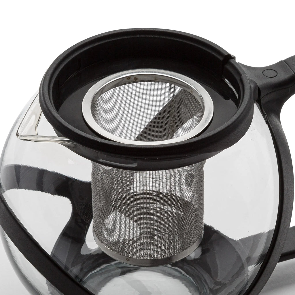 Black Borosilicate Glass Teapot with Removable Stainless Steel Infuser, 40-Ounce V134