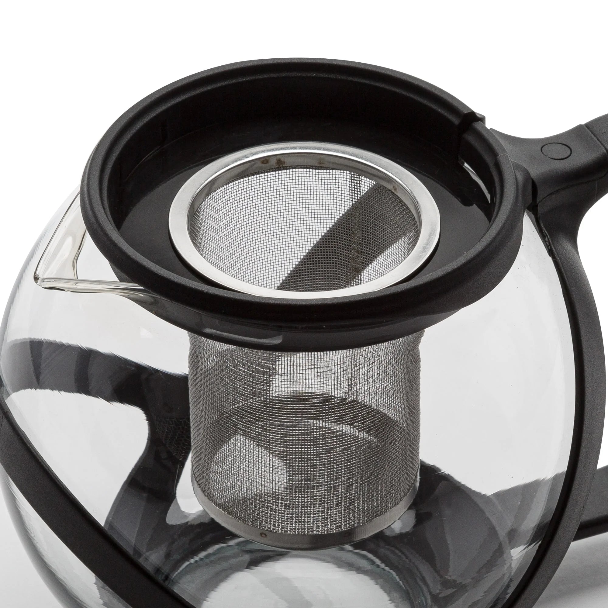 Black Borosilicate Glass Teapot with Removable Stainless Steel Infuser, 40-Ounce V134