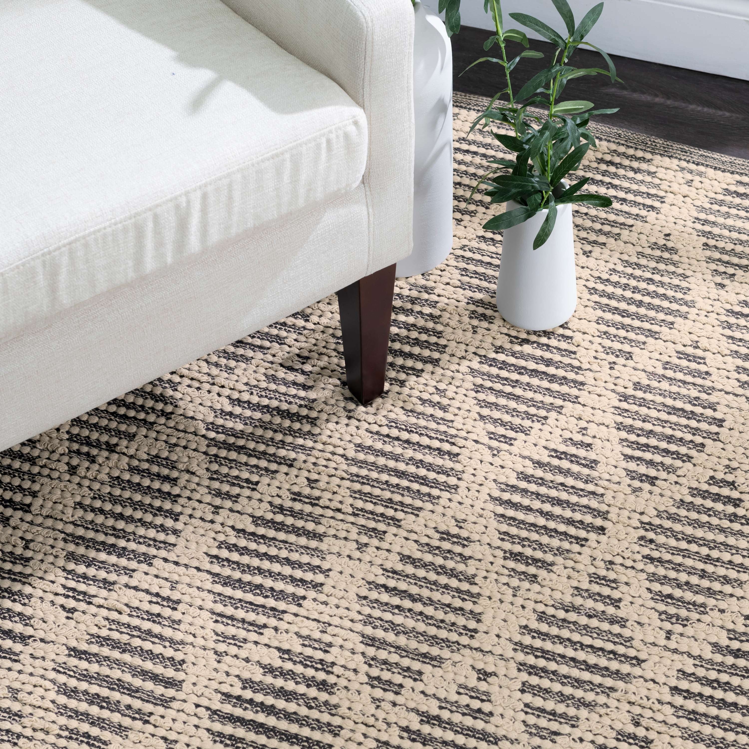 Textured Handwoven Cotton Rug Runner X56536