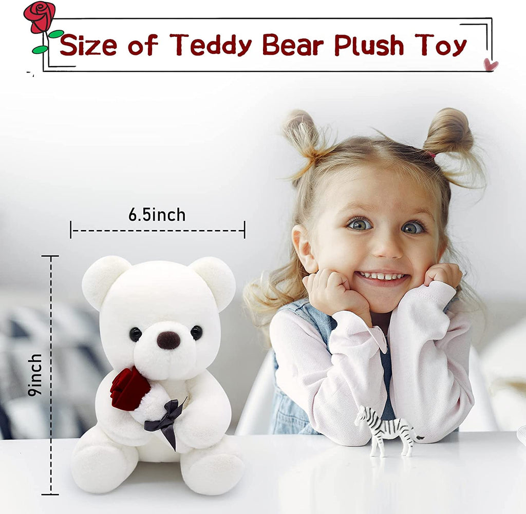 10 Inch Teddy Bear Plush Stuffed Animal with Rose H4877