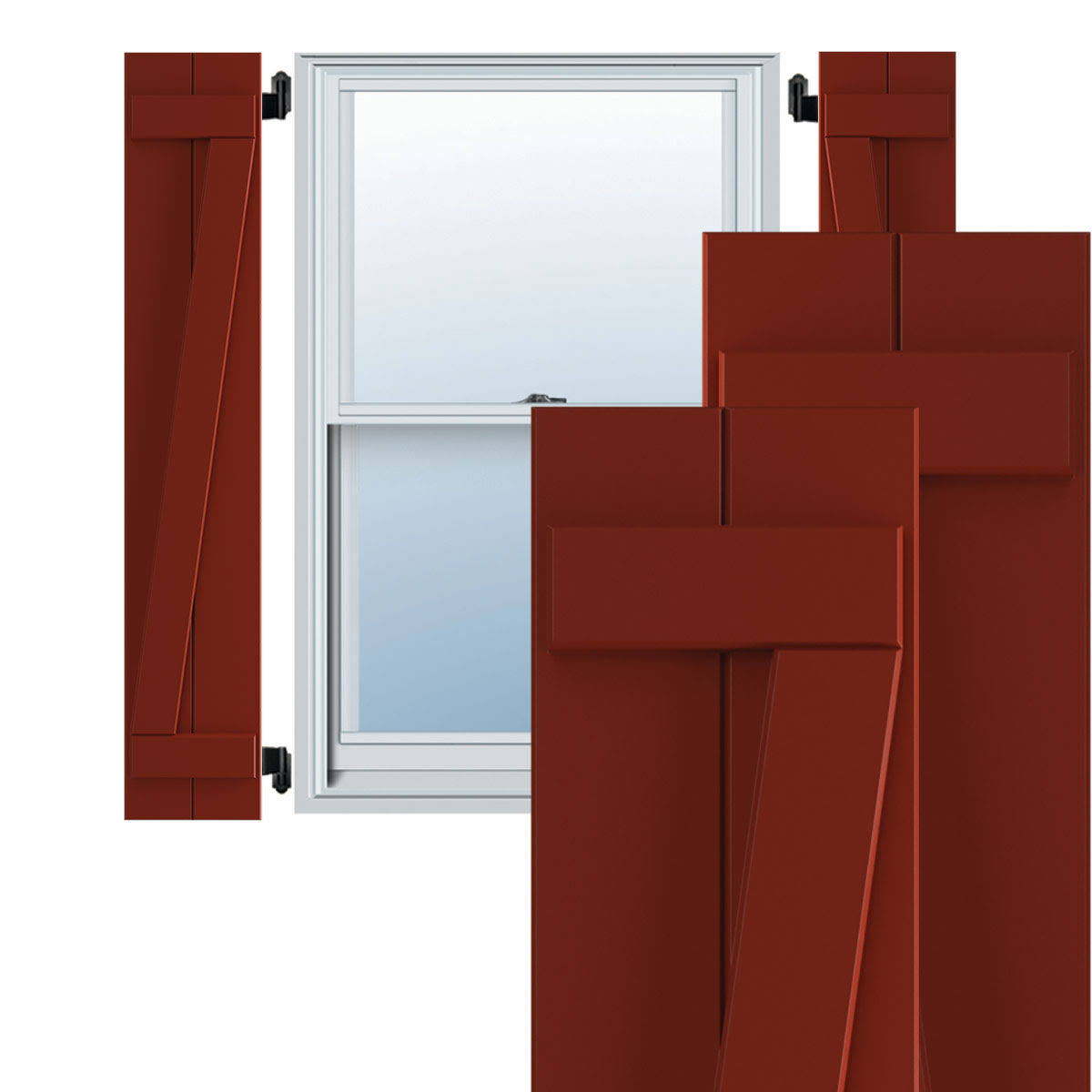 10-3/4x22 x 26x22 PVC Board and Batten Shutters, Pepper Red (Per Pair) E199