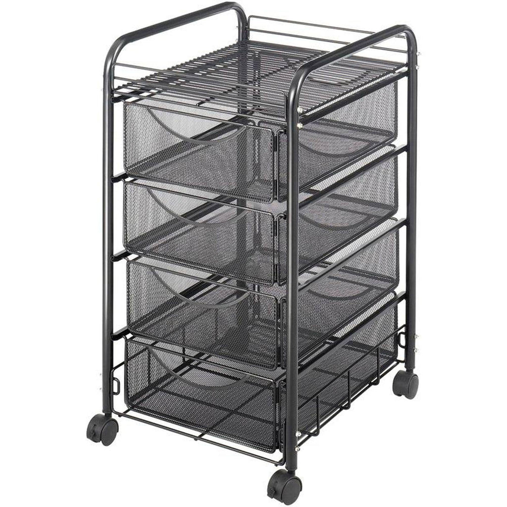 Black Double Mesh Mobile File Cart Z9547