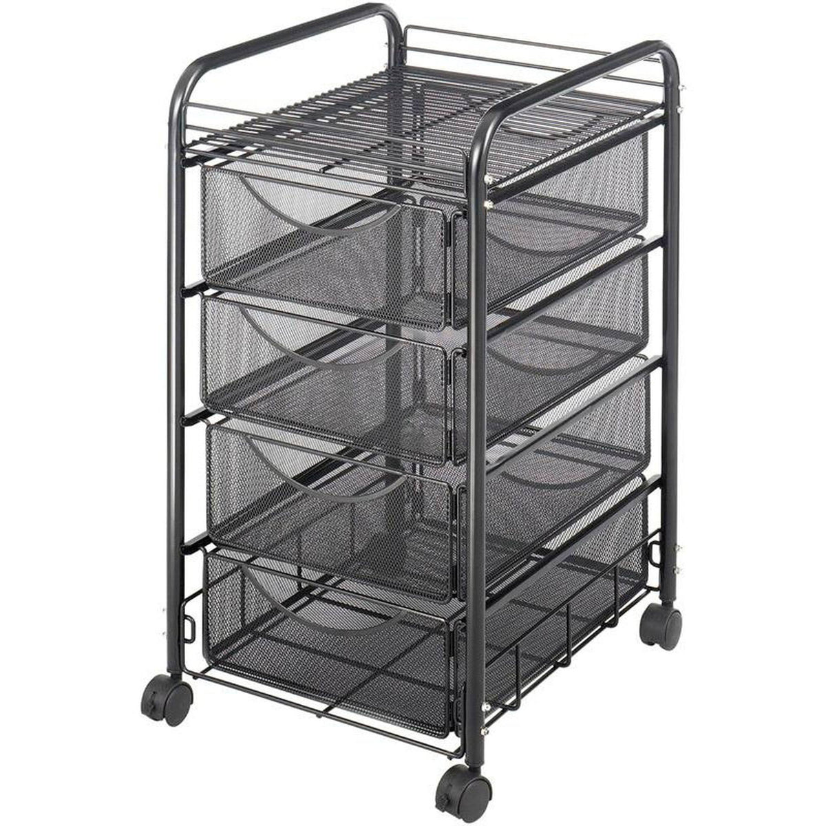 Black Double Mesh Mobile File Cart Z9547