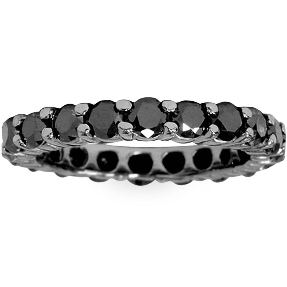2 CT Black Diamond Eternity Ring 10K Black Gold I234