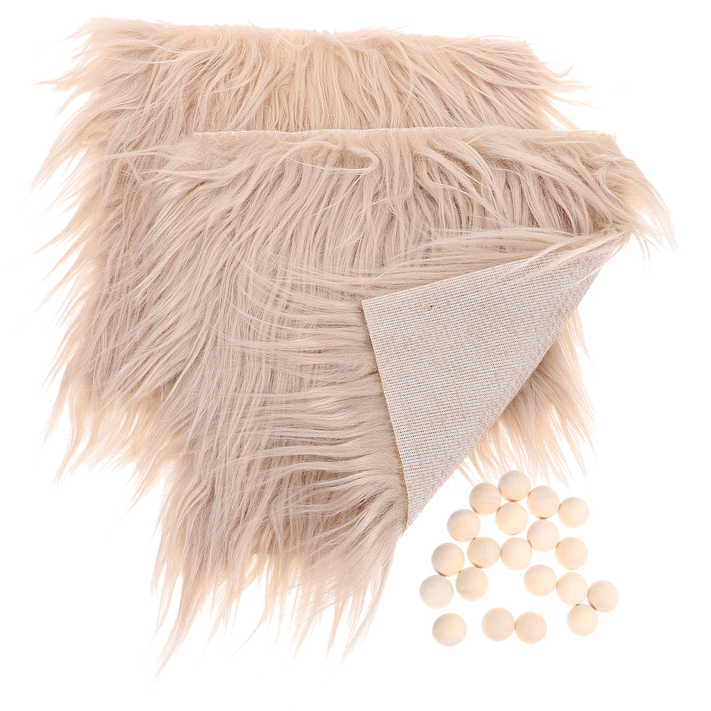 2 Sets Gnome Doll DIY Making Supplies with Faux Fur Fabric and Wooden Balls D8738