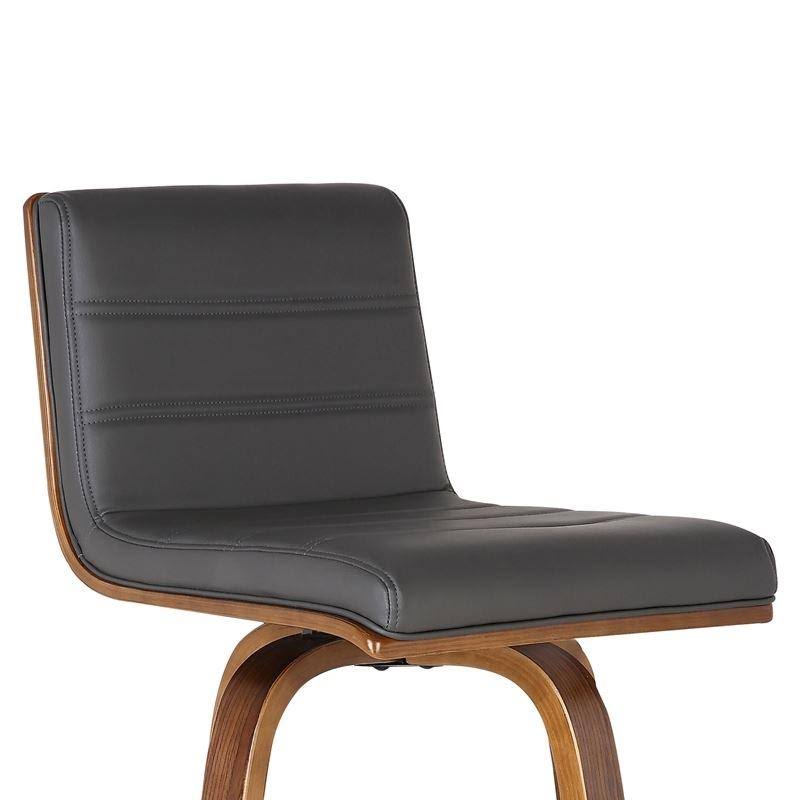 Walnut Wood Finish Counter Height Barstool with Grey Faux Leather M105