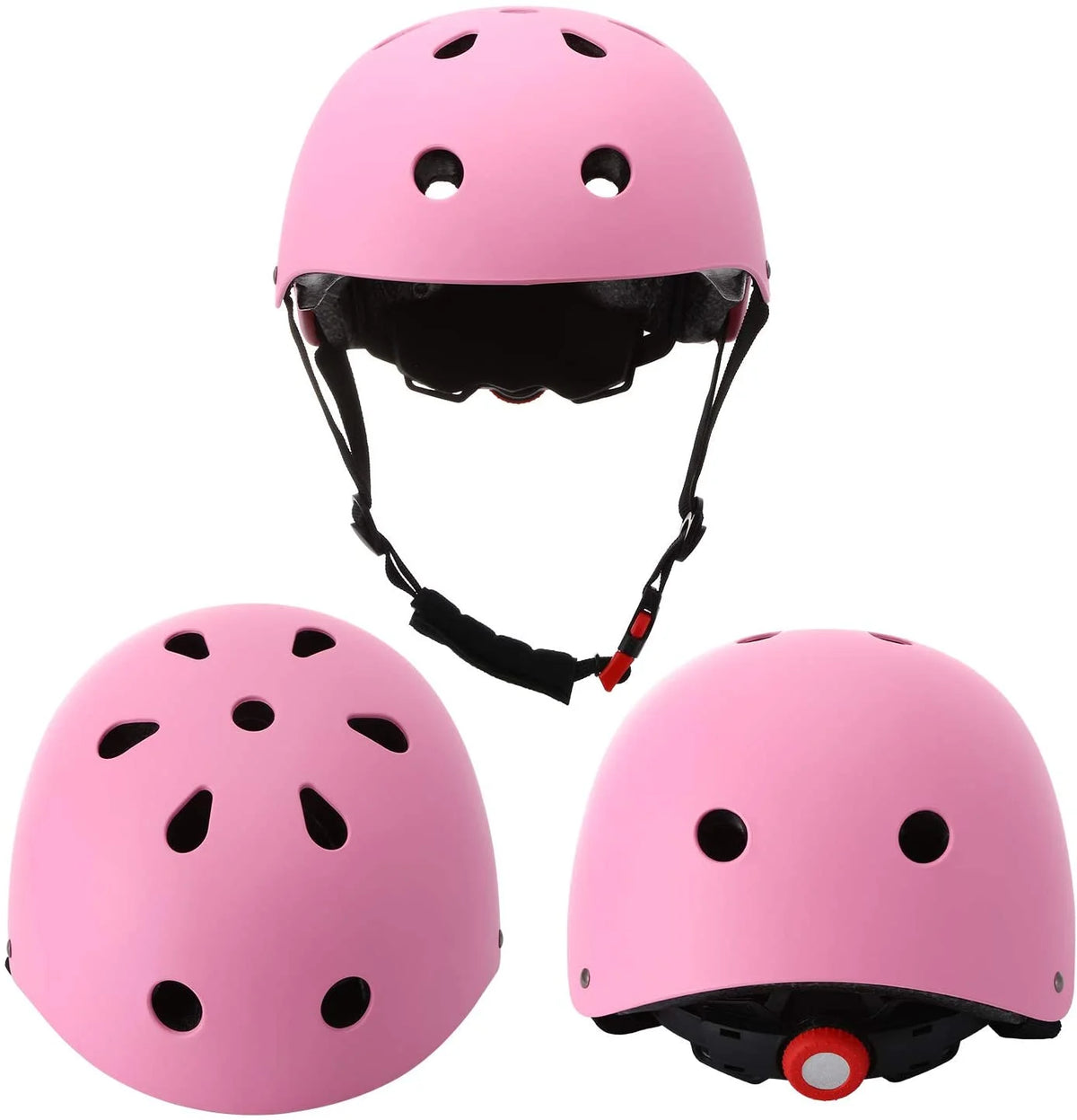 Kids Bike Helmet with Knee Elbow Wrist Pads, Pink Y455