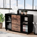Black & Brown 2 Drawer Lateral Mobile Filing Cabinet T89733