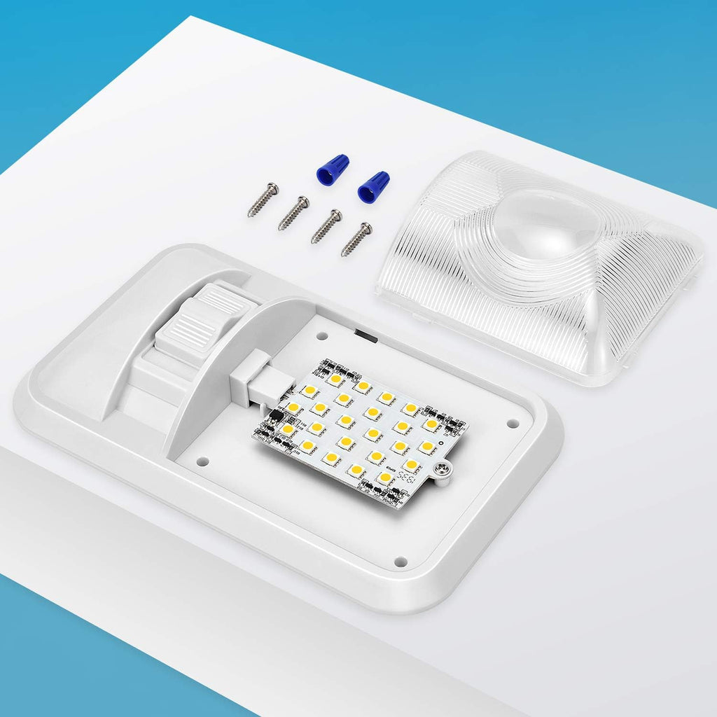 12V LED RV Ceiling Dome Light, Natural White 4000-4500K, Pack of 2 W32243