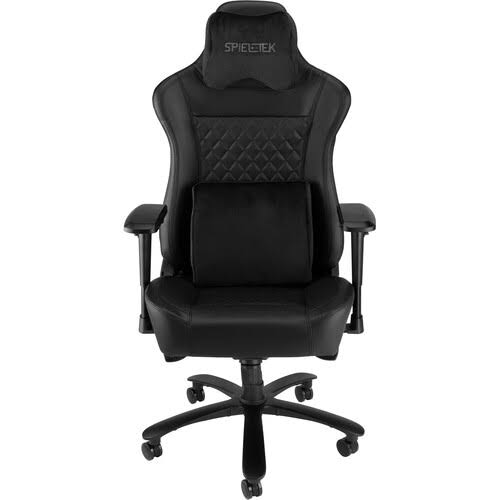 Gaming Chair Black Fabric PU Leather Padded Armrests High Back 350 lbs W919882
