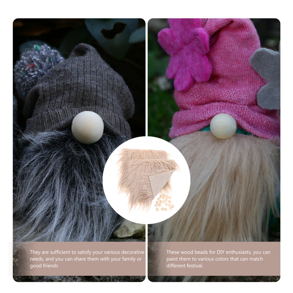 2 Sets Gnome Doll DIY Making Supplies with Faux Fur Fabric and Wooden Balls D8738