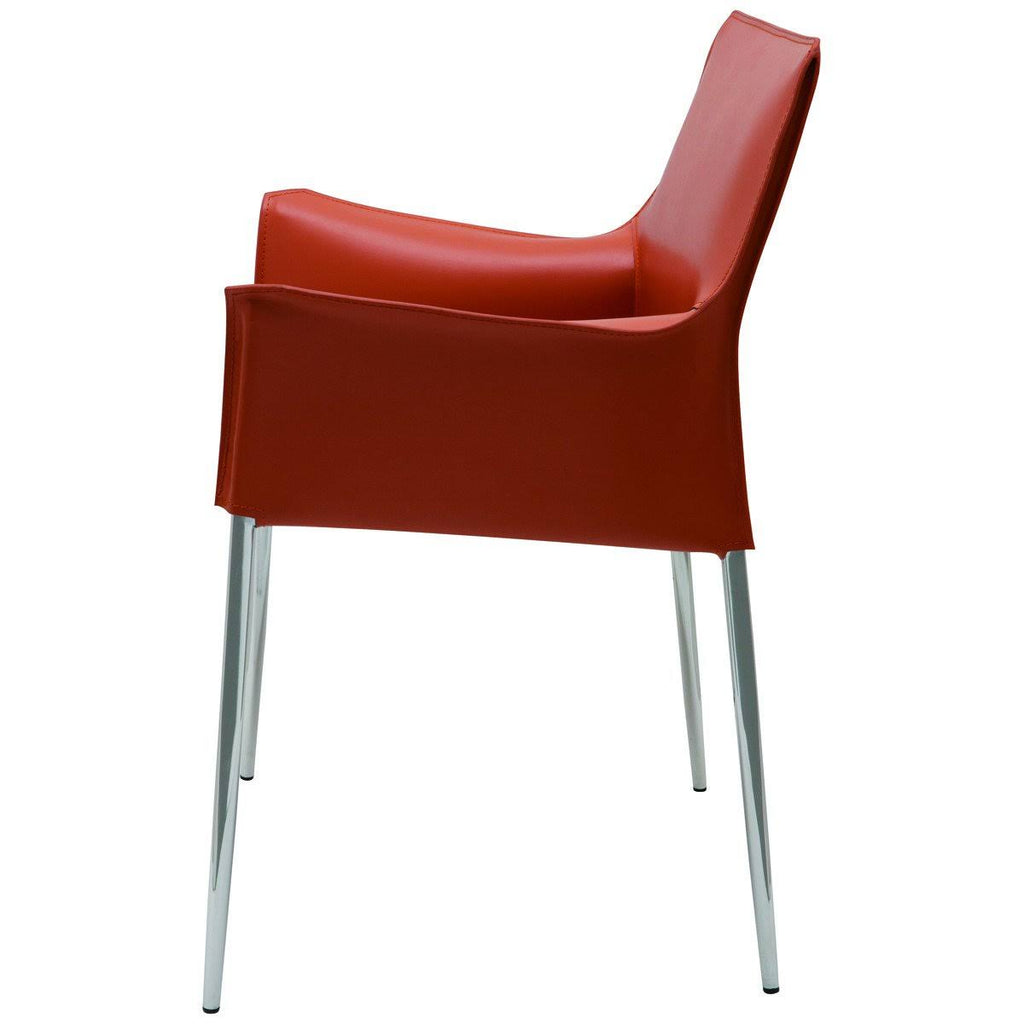 White Leather Dining Arm Chair S1005