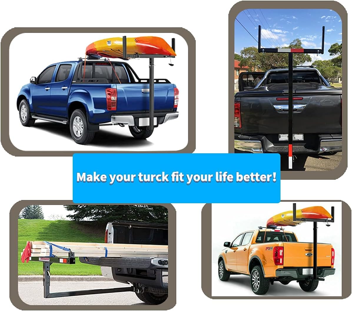 2 IN 1 Foldable Pick Up Truck Bed Hitch Extender Extension Rack Pack of 2 K7999