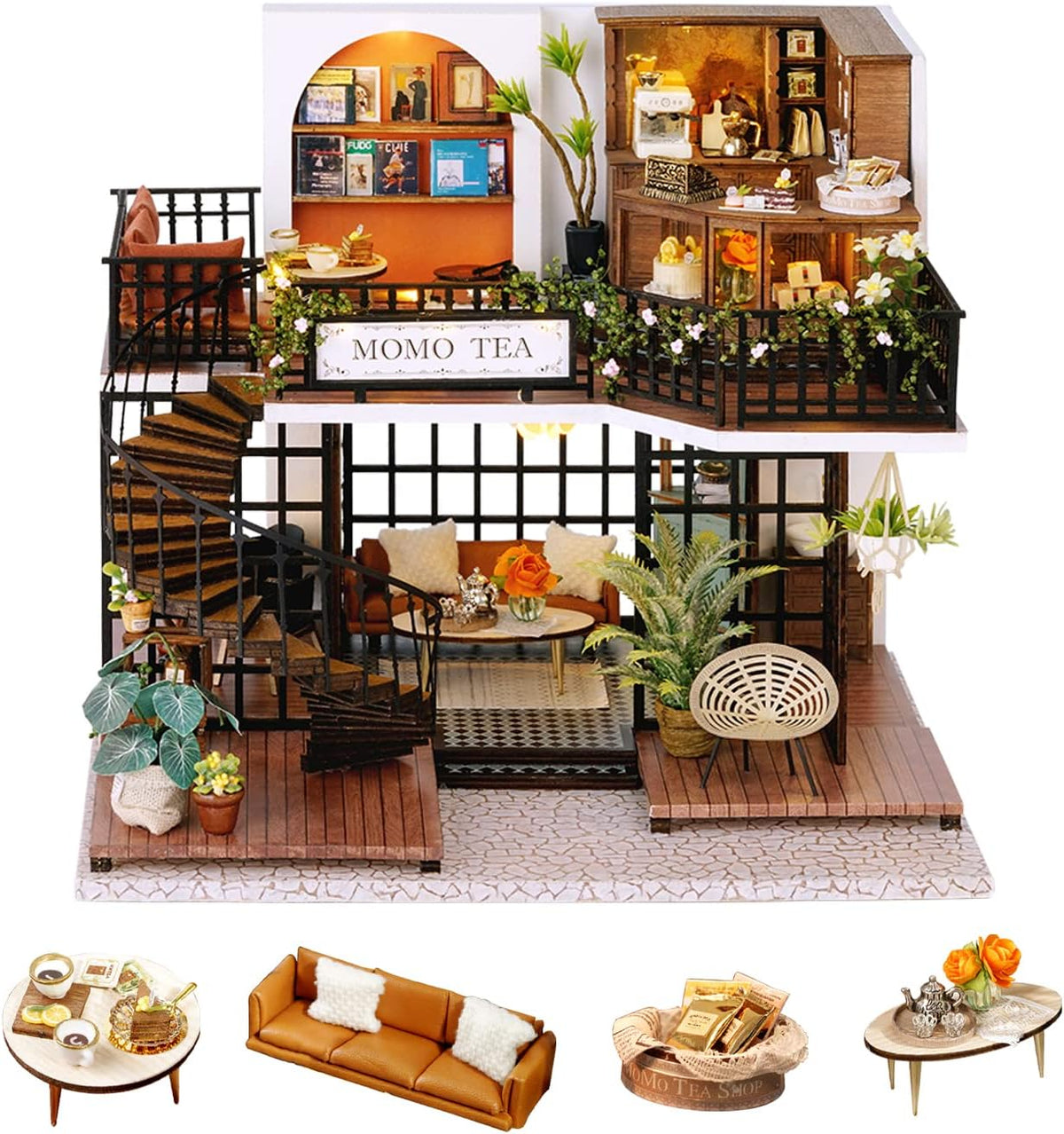 DIY Miniature Dollhouse Kit with Dust Cover, 1:24 Scale G732492