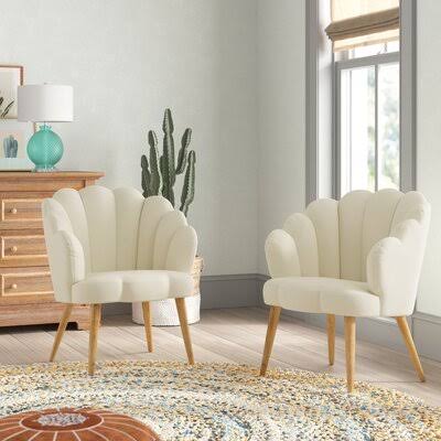 Beige Velvet Barrel Chair C346623