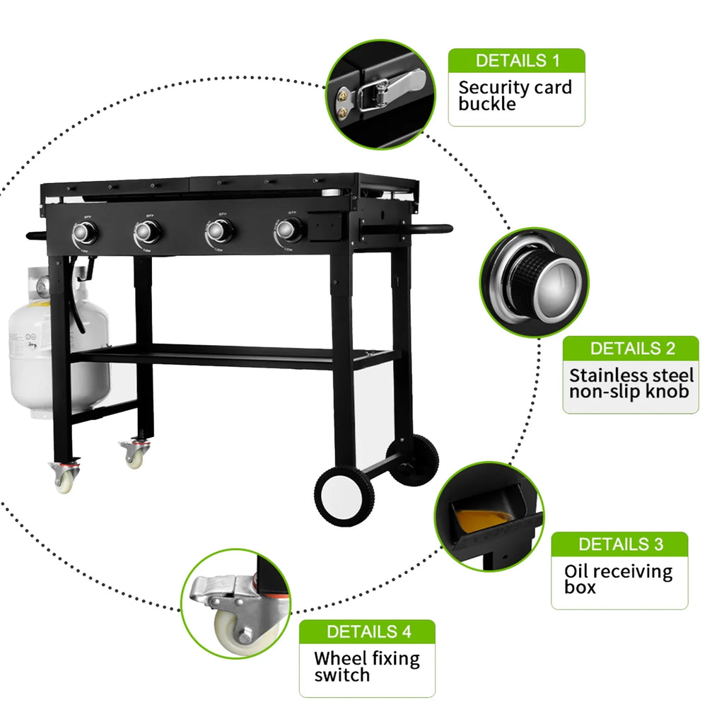 4 Burner Foldable Outdoor Propane Gas Grill L20784