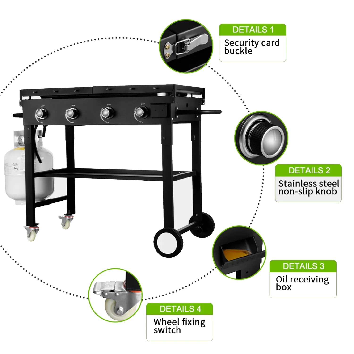 4 Burner Foldable Outdoor Propane Gas Grill L20784