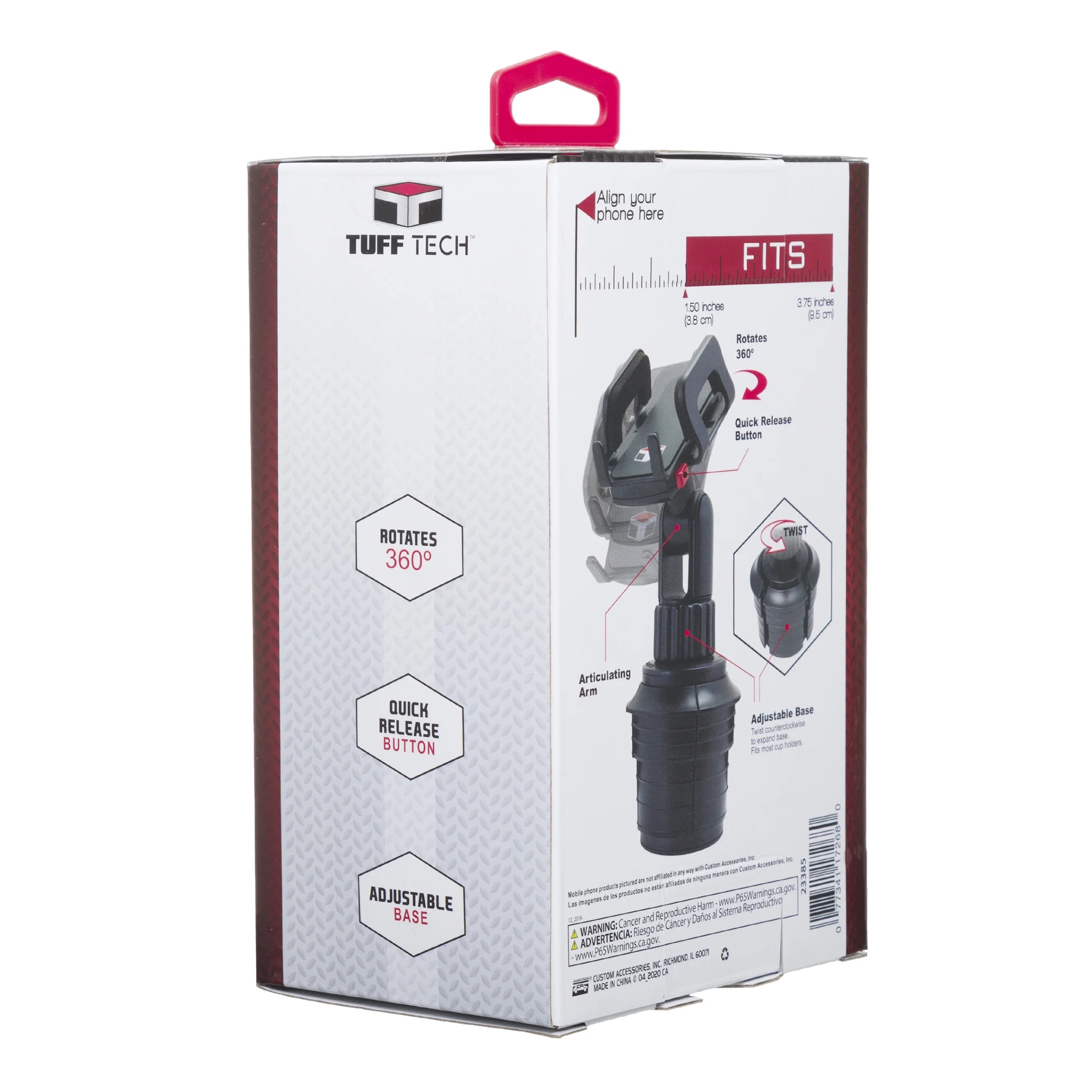 Car Cup Holder Mount, Universal Phone Stand with Adjustable Base K733225
