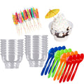 16 Pk Ice Cream Kit with 8 Oz Plastic Dishes, Spoons, Picks Y747
