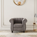 Gray Buttoned Tufted Sofa with Solid Wood Legs S17619