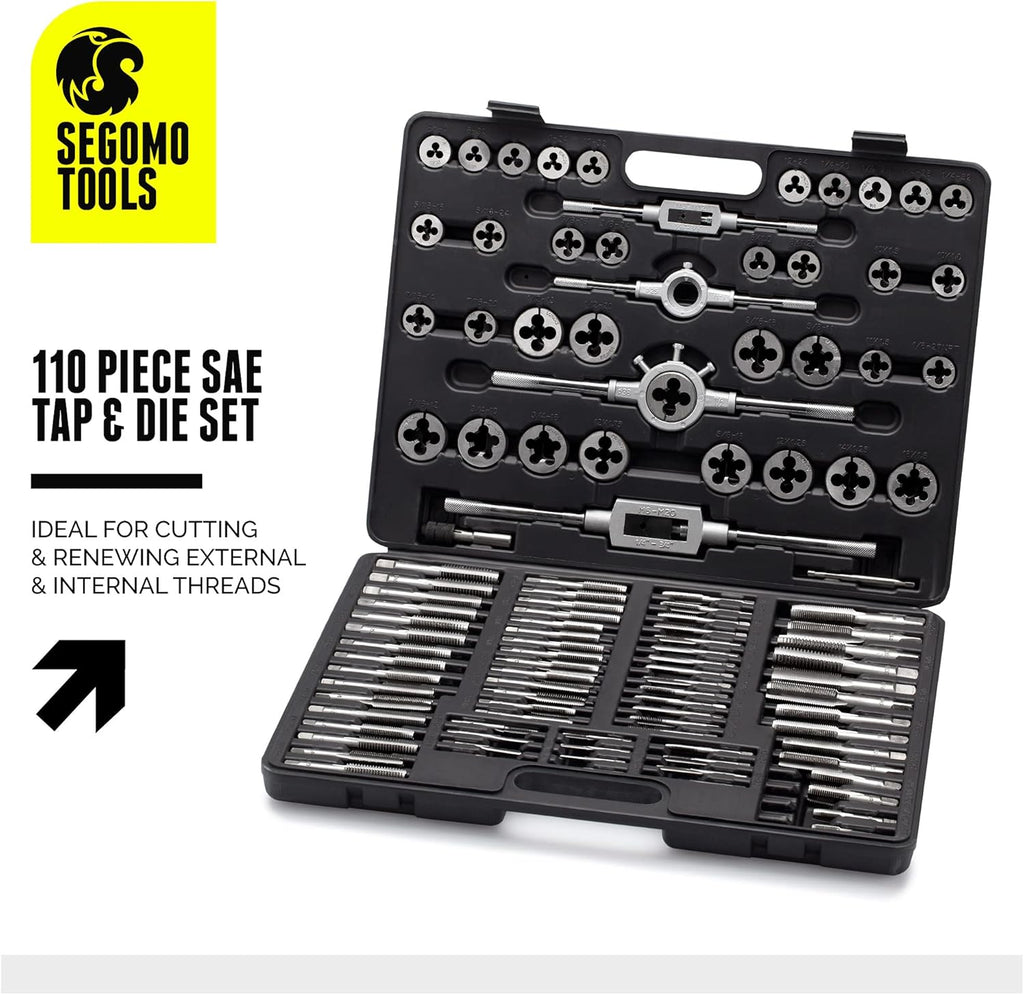 110 Piece Hardened Alloy Steel SAE Tap And Die Threading Tool Set With Storage Case X551
