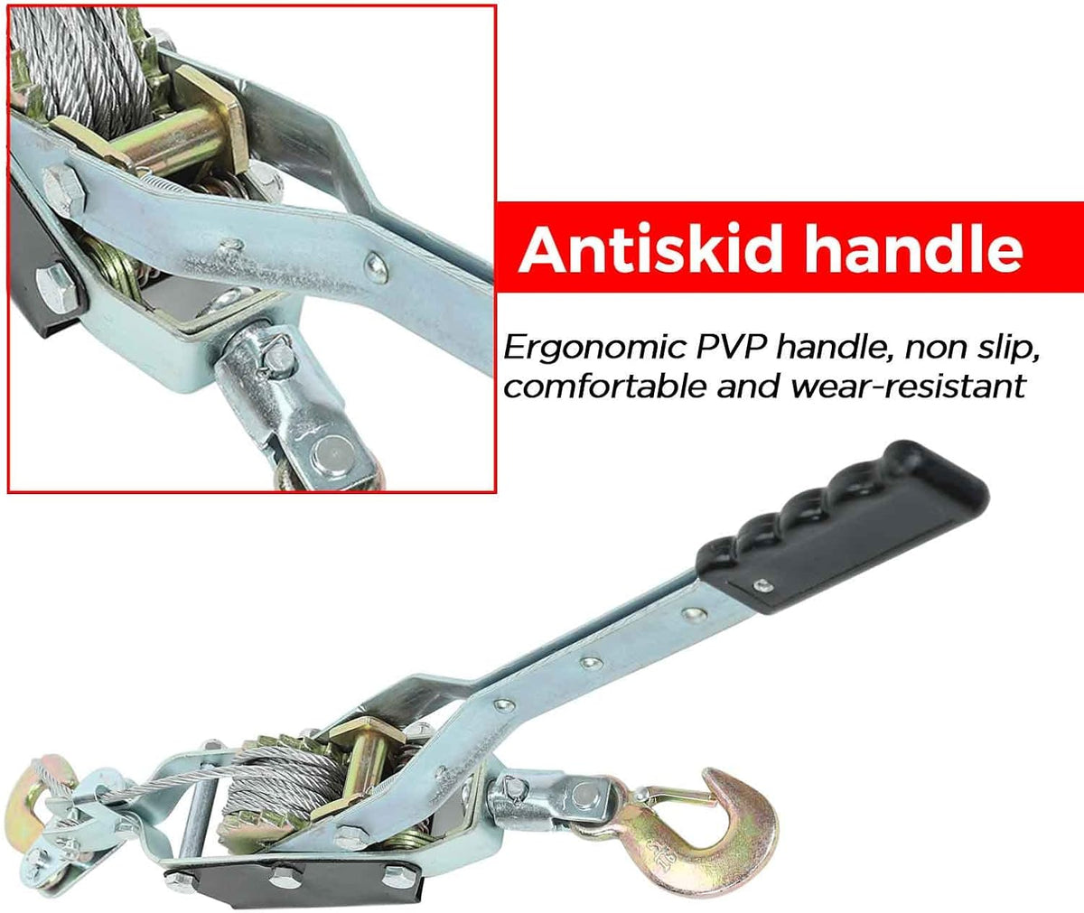 4 Ton Heavy Duty Steel Cable Ratchet Come Along Puller Tool, Pack of 2 K897