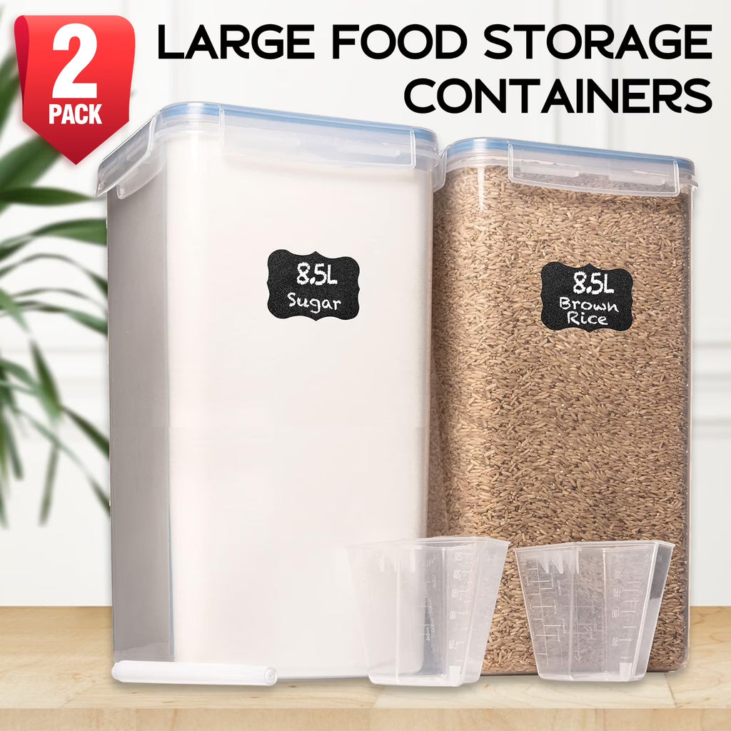 8.5L/287Oz Extra Large Airtight Food Storage Containers, 2 PACK with Lids S9290
