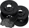 Black Drilled Slotted Brake Rotors and Semi Metallic Brake Pads C605375