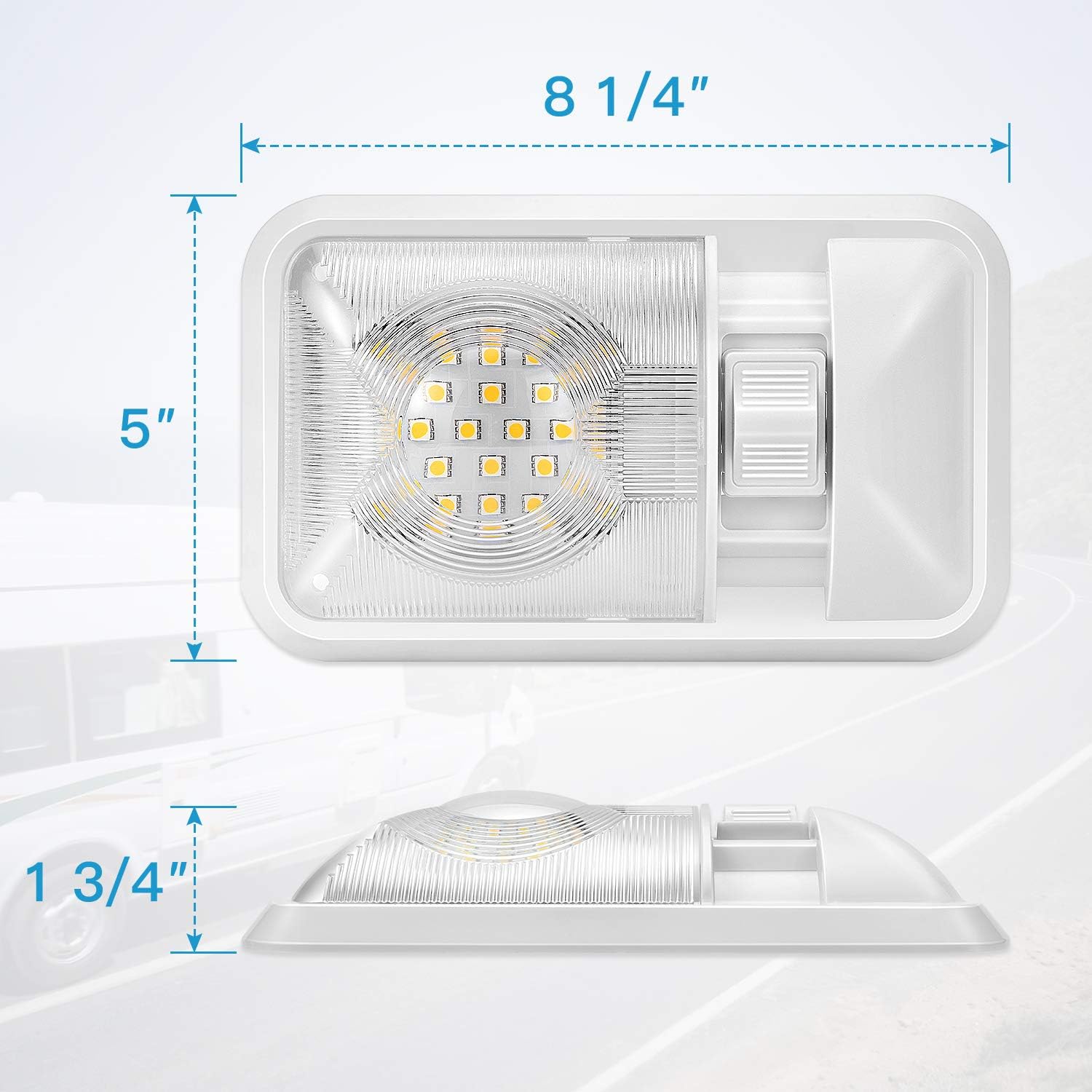 12V LED RV Ceiling Dome Light, Natural White 4000-4500K, Pack of 2 W32243