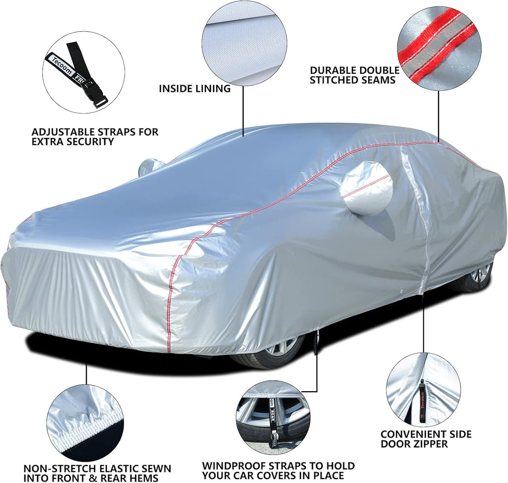 Hard Shell Car Cover Waterproof UV-Proof Windproof Fit 150-178 Inches Length Coupe Convertible Sport Car J913341