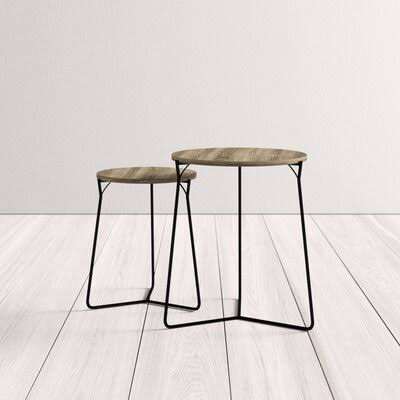 2 Piece Nesting Tables Light Gray J952375