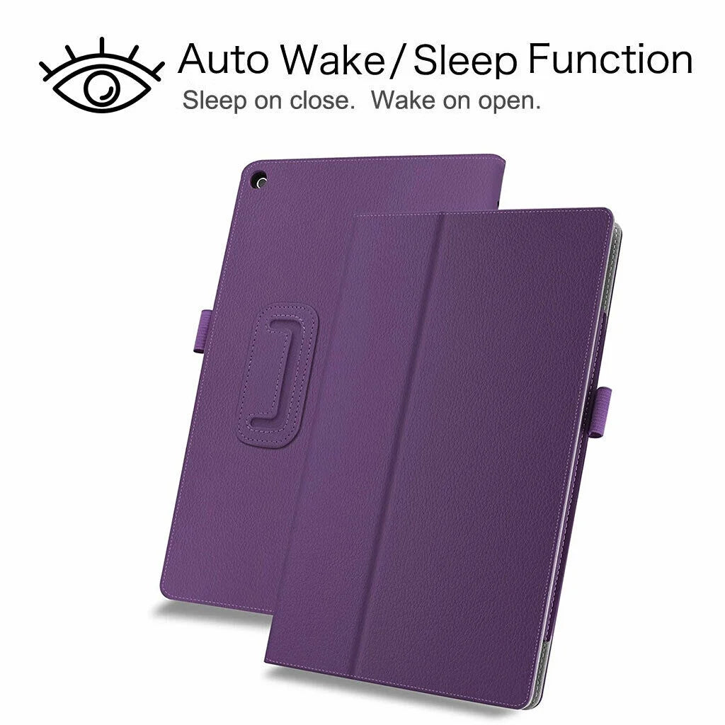 Purple Slim PU Leather Folio Cover Case for Samsung Galaxy Tab A8 10.5” with 2PCS Tempered Glass Screen Protector M65778