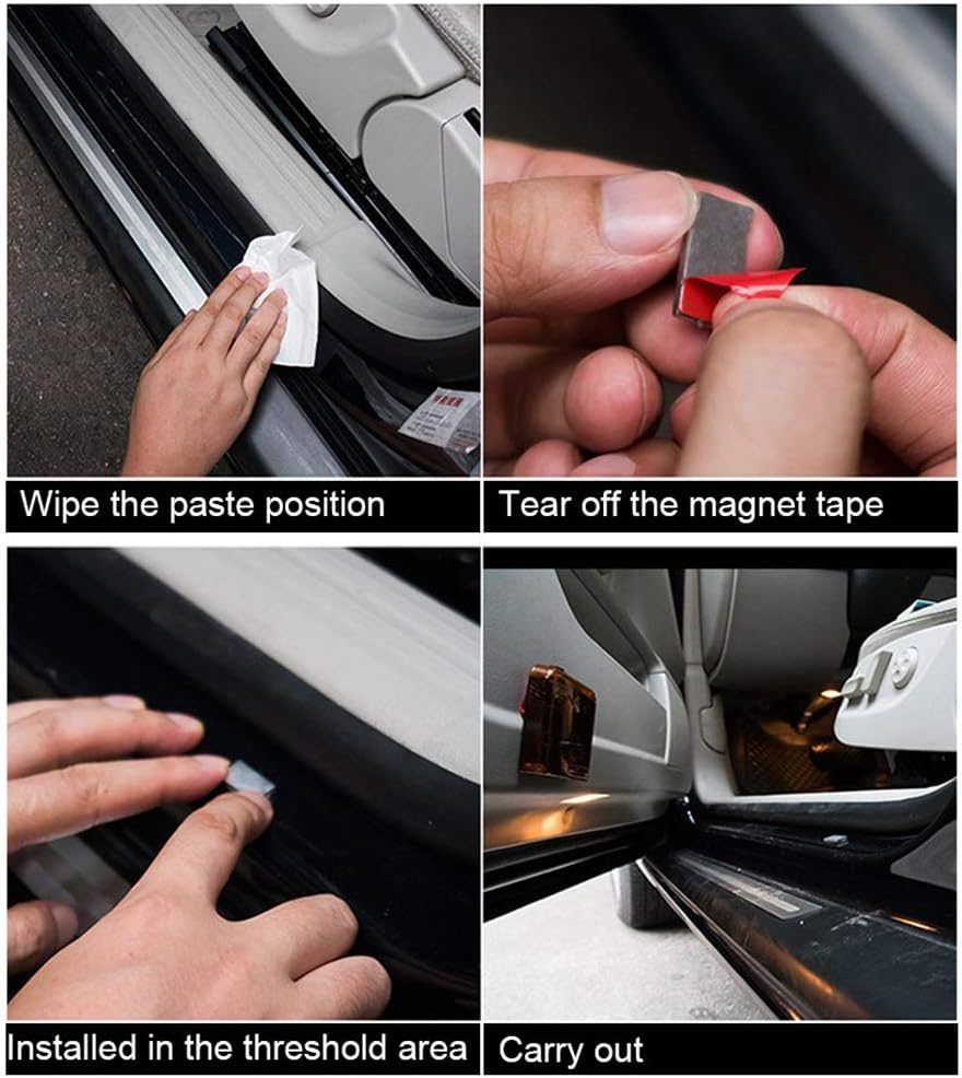 Black Wireless LED Projector Car Door Step Welcome Lights U152321